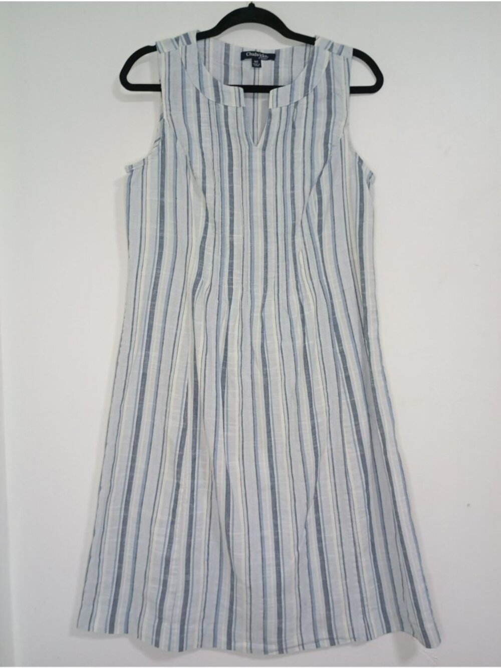 Chadwicks Midi Dress Size MT Blue & White Striped Sleeveless  Cotton Blend